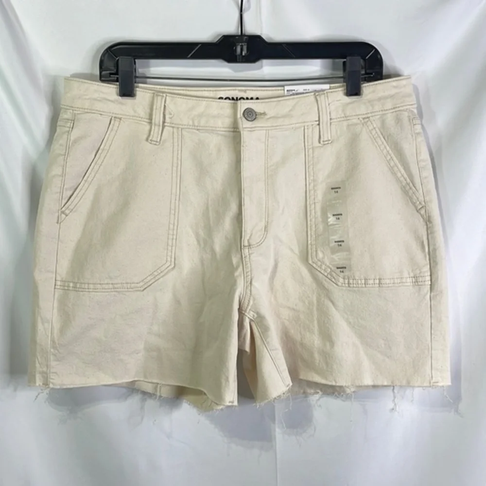 NWT Sonoma, natural canvas, high-rise, midsize shorts